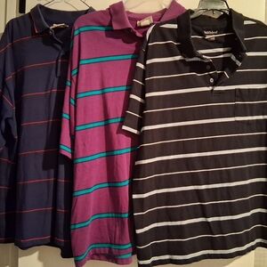 Saddlebred And American Edition Striped Polo Shirt Trio - Navy, Purple, Black